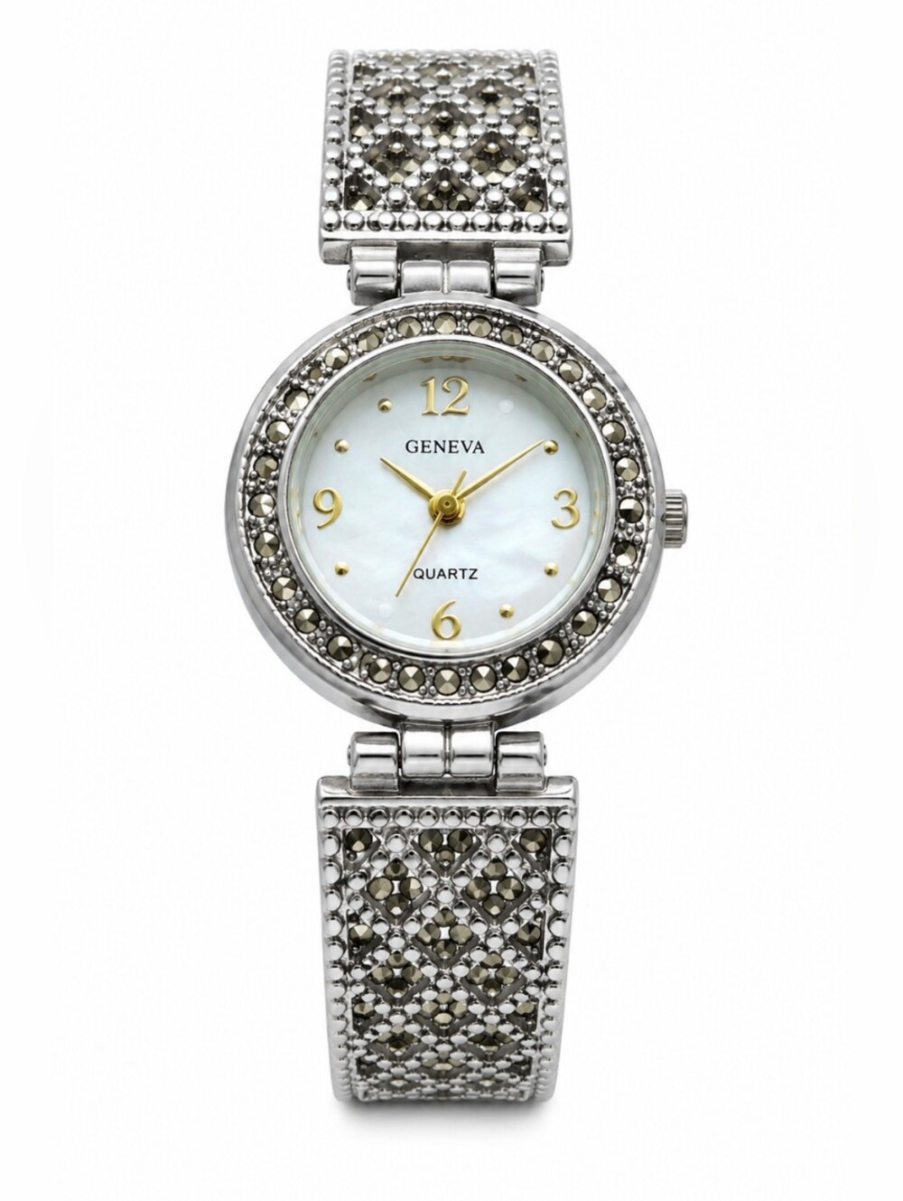 George Women's Silver Tone Crystal Accent Quartz Watch with Mother of Pearl Dial